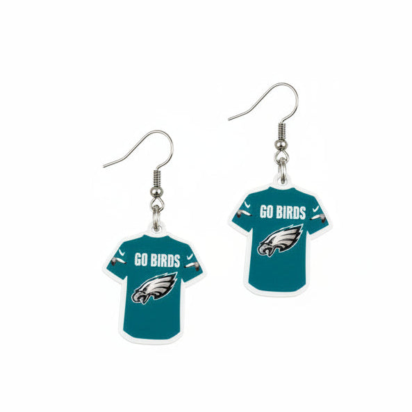 A pair of Philadelphia Eagles themed dangling earrings 