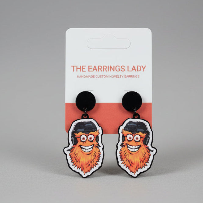 Philadelphia Flyers gritty acrylic dangle earrings