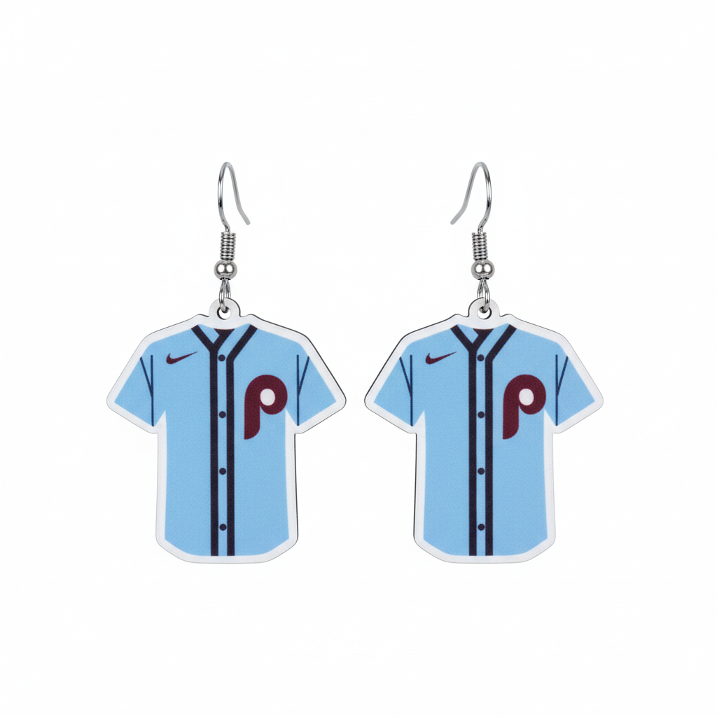 Phillies Blue t-Shirt Jersey Earrings