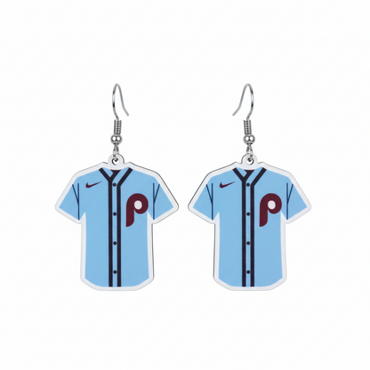 Phillies Blue t-Shirt Jersey Earrings