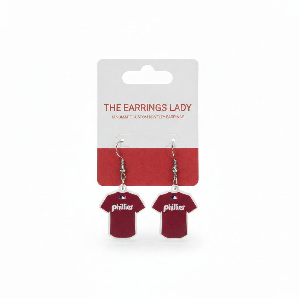 Phillies Maroon Jersey Shirt Earrings
