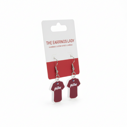 Phillies Maroon Jersey Shirt Earrings
