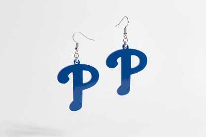Philadelphia Phillies blue "P" Acrylic Earrings