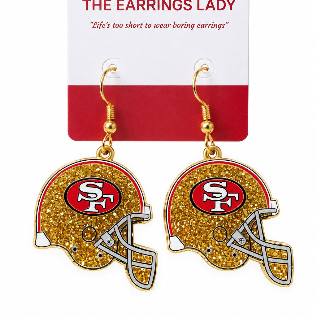 San Francisco 49ers Glitter Helmet Earrings