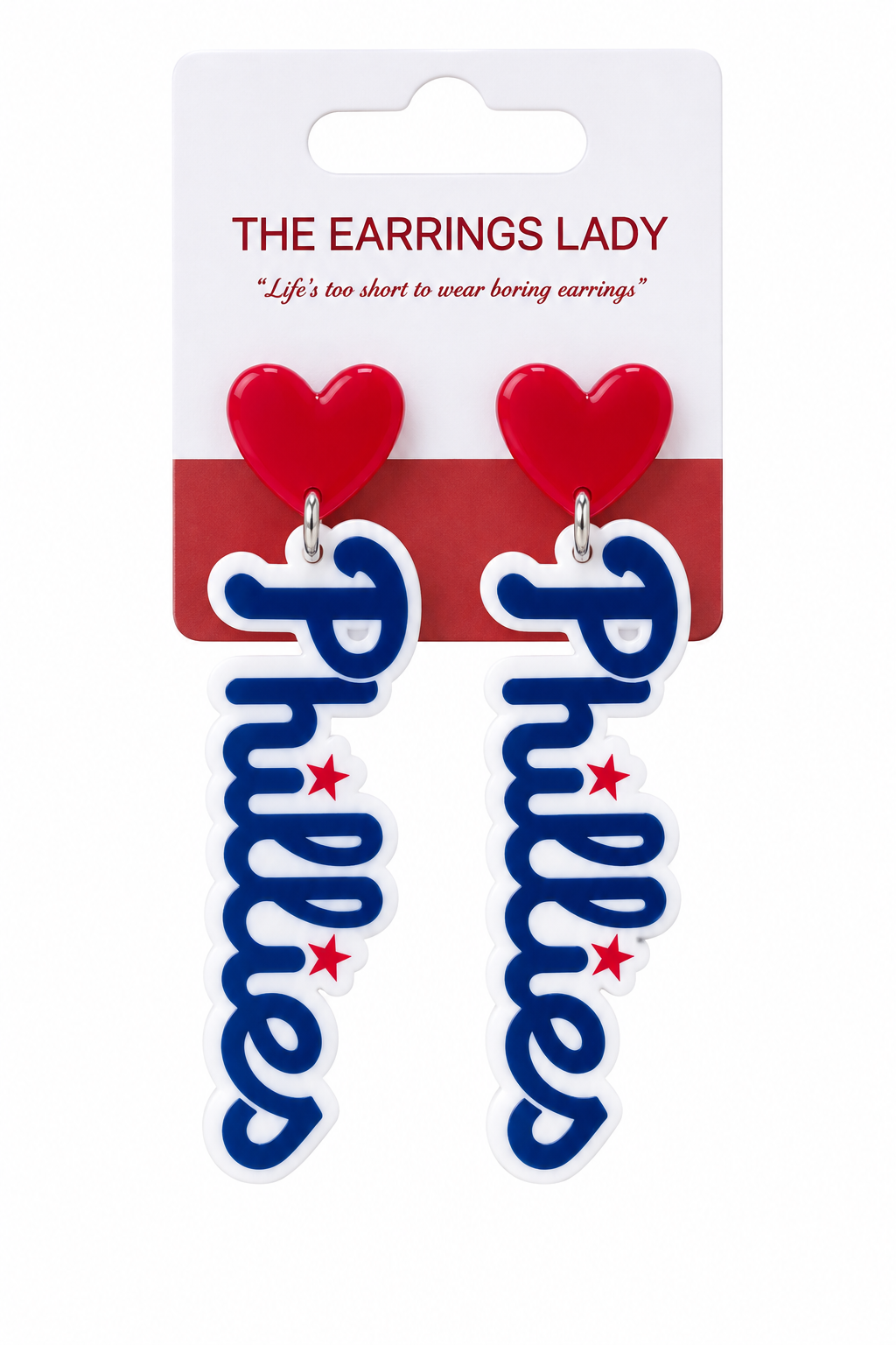 Blue Phillies Script Earrings