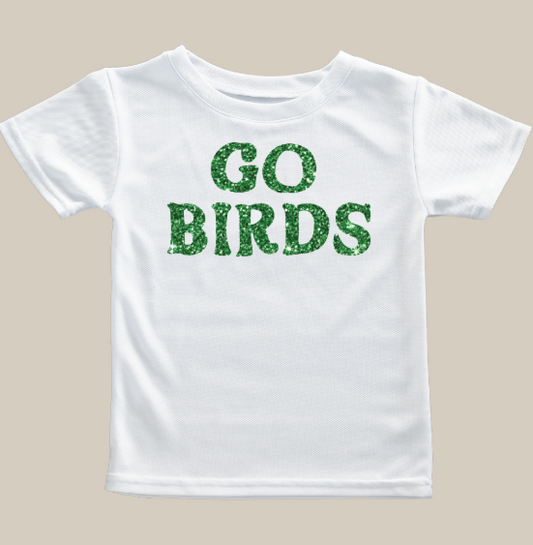 Kids Go Birds Sparkle Top With Glitter Bird Print For Girls And Boys Comfortable Cotton Tee