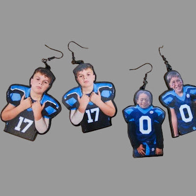 Custom Kids sport picture earrings