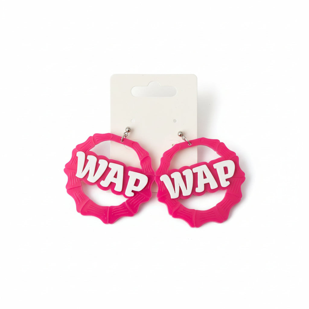 WAP Bamboo Acrylic Earrings with WAP name
