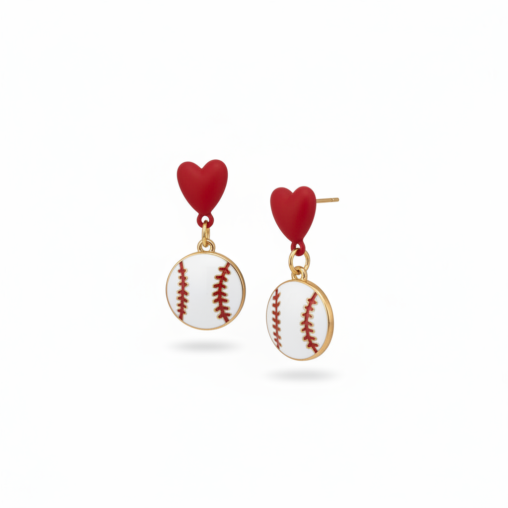 Baseball Heart Earrings