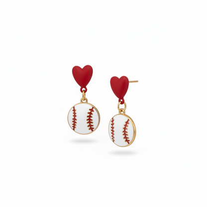 Baseball Heart Earrings