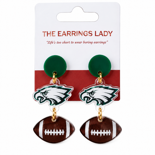 Philadelphia Eagle Head Football Charm Earrings