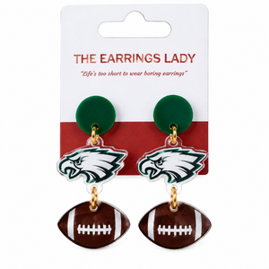 Philadelphia Eagle Head Football Charm Earrings