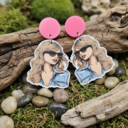 Taylor Swift Inspired Pop Star Portrait Earrings | Swiftie Fan Gift