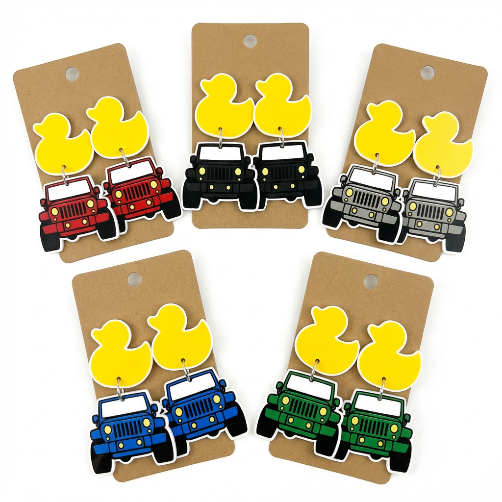 "Duck Duck Jeep" Inspired Earrings – Rubber Duck & Grille Dangles