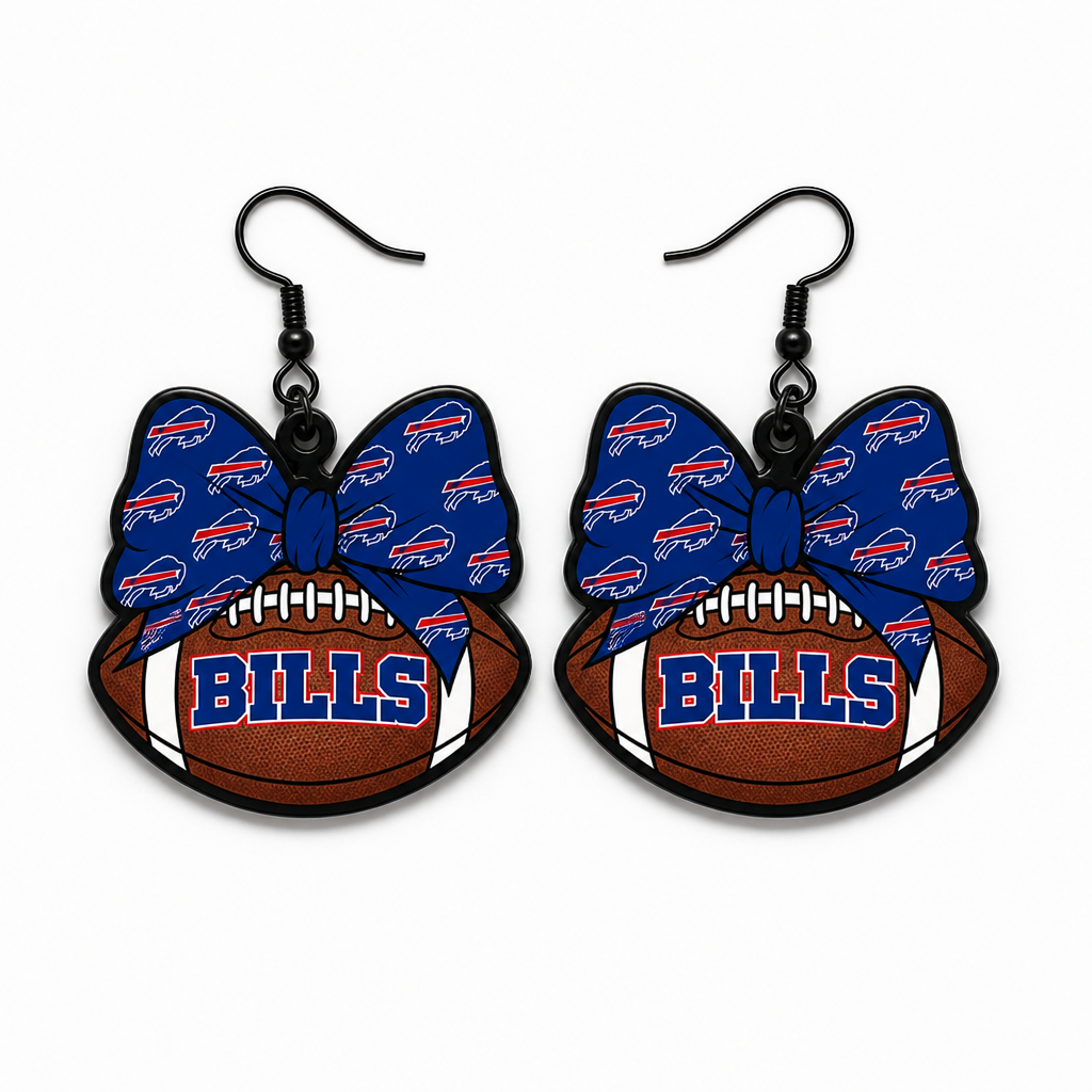 Buffalo Bills Inspired Football Bow Earrings