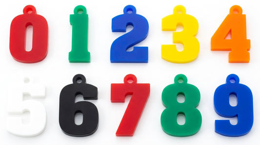 Solid Color Acrylic Number Charms