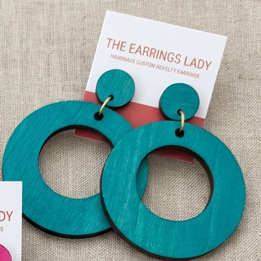Hand painted Wood hoop Earrings