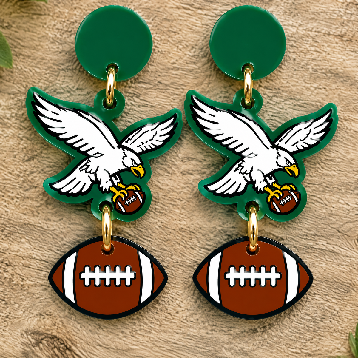 Philadelphia Retro Eagle Football Charm Earrings