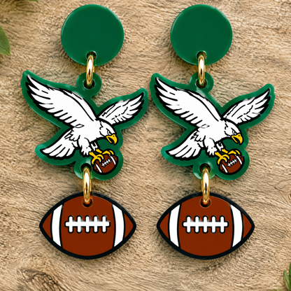 Philadelphia Retro Eagle Football Charm Earrings