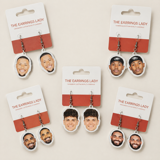 Philadelphia Eagles All-Star Football Player Face Dangle Earrings