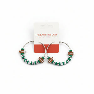 Philadelphia Eagles Box Bead Hoop Earrings