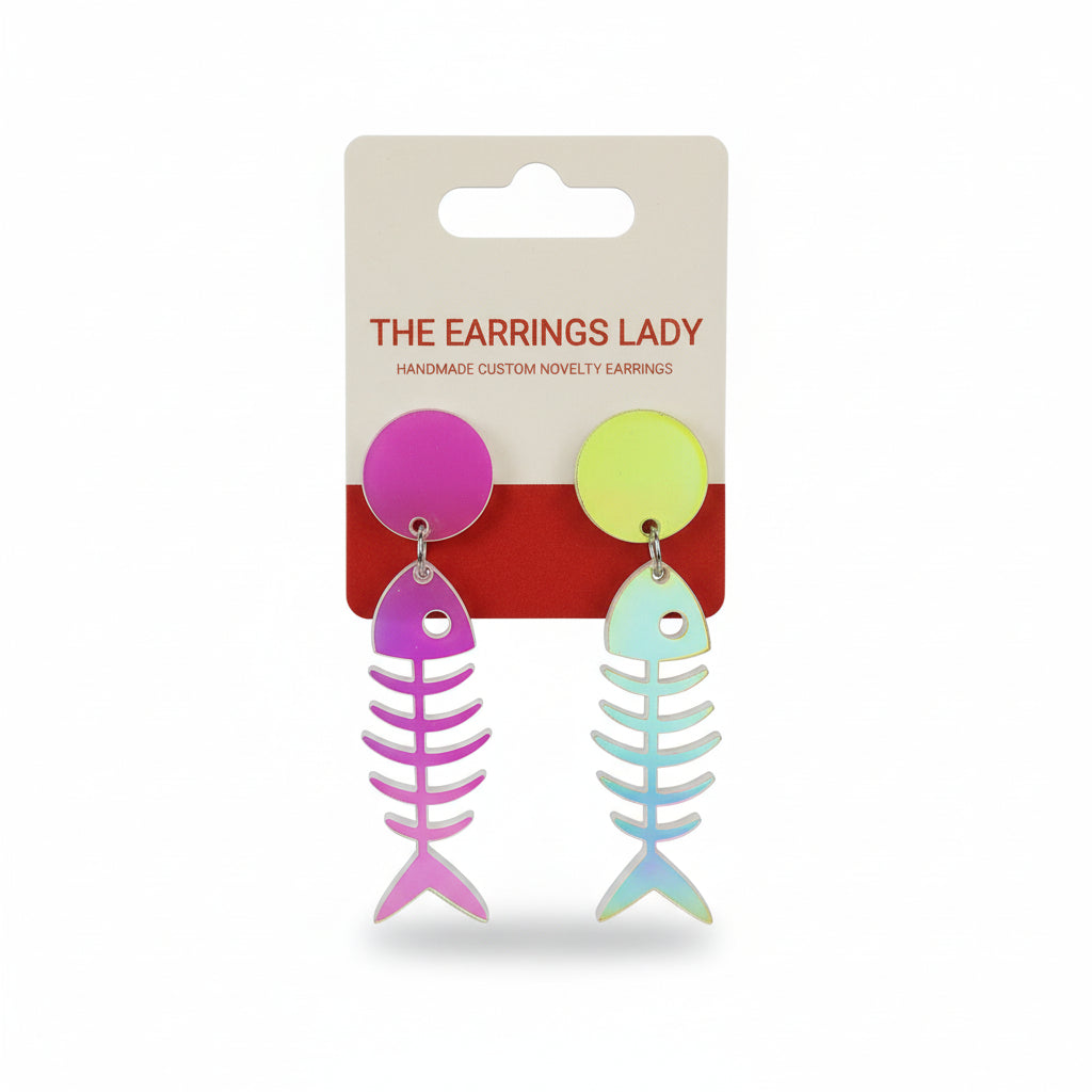 fish  Iridescent acrylic statement earrings shifting colors