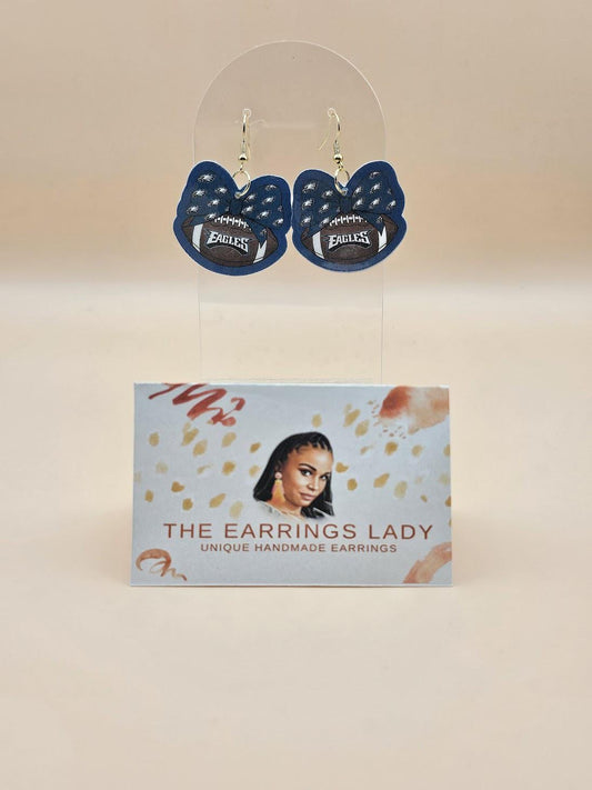 Philadelphia Eagles Bow Football Earrings - Handmade