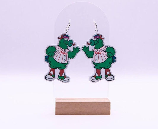 Philadelphia Phillies Phanatic mascot earrings