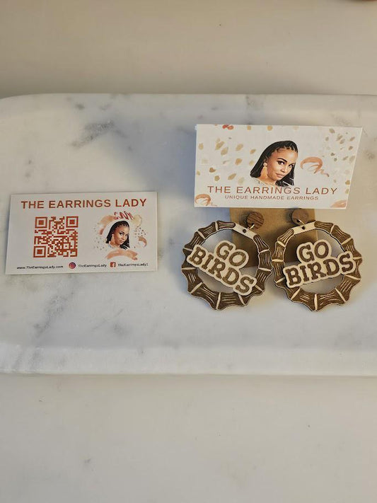 Philadelphia Eagles Go Brid Wood Bamboo Earrings