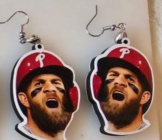 Philadelphia Phillies Baseball Player Earrings