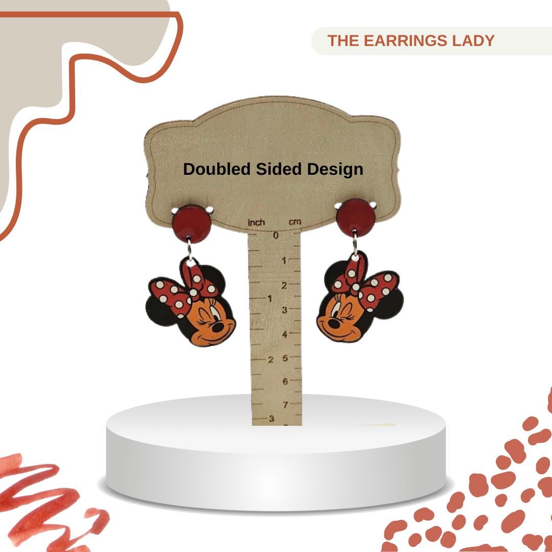 Minnie Red and White Polka Dot Bow Post Dangle Earrings