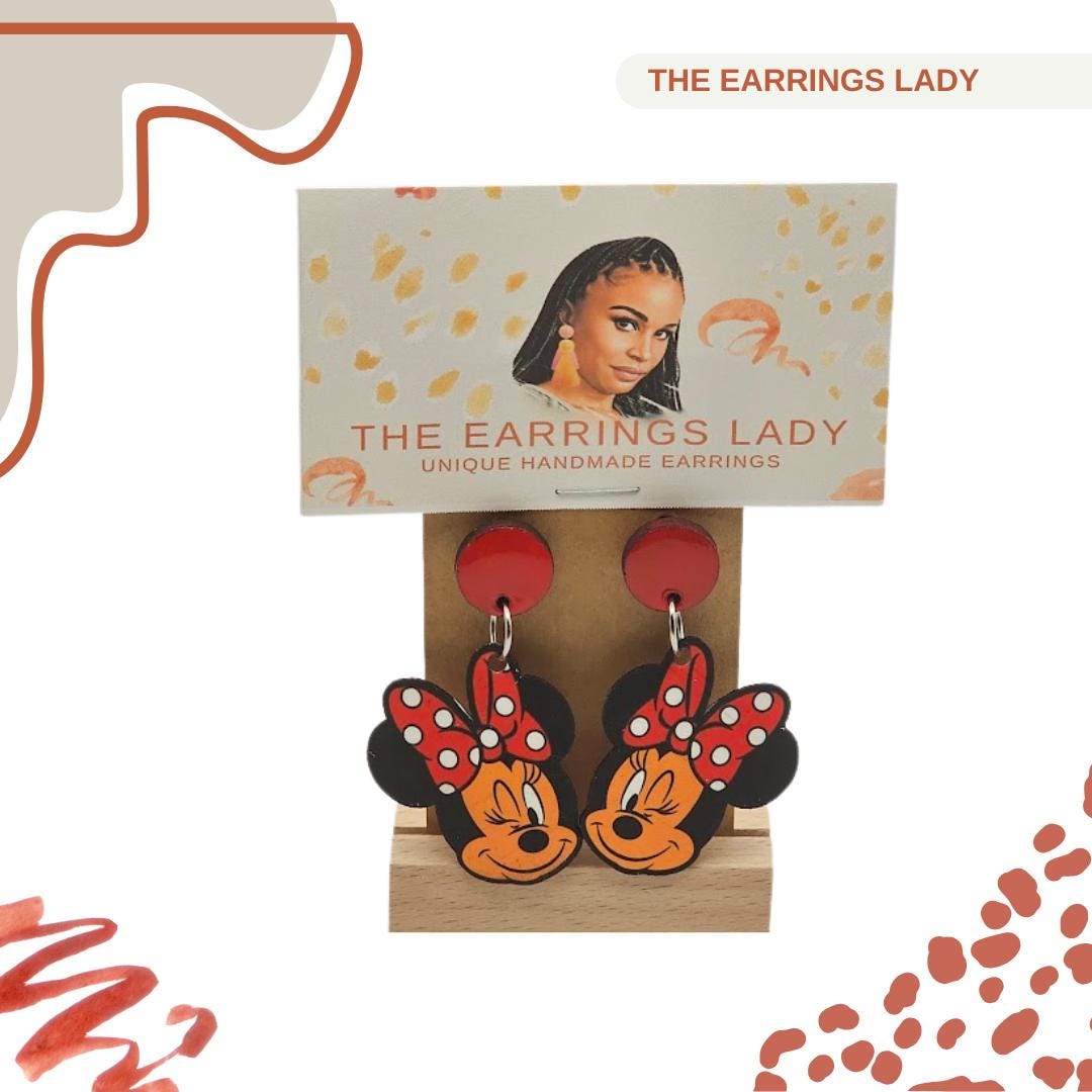 Minnie Red and White Polka Dot Bow Post Dangle Earrings