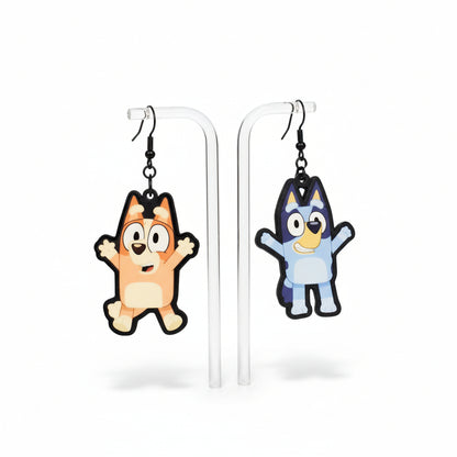 Bluey and Ringo Inspired Dangle Earrings - Double-Sided