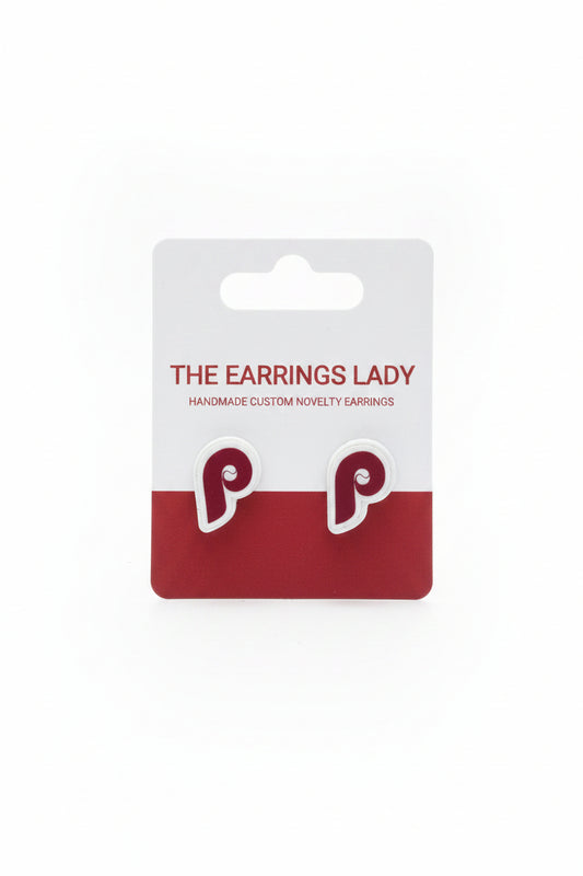 Phillies Maroon P micro Stud Earrings