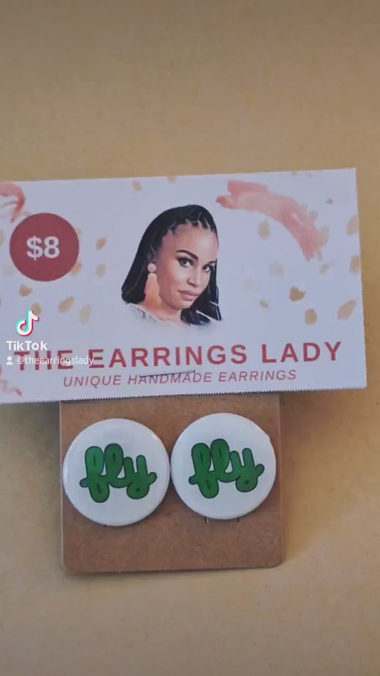 Sports Team Button Stud Earrings