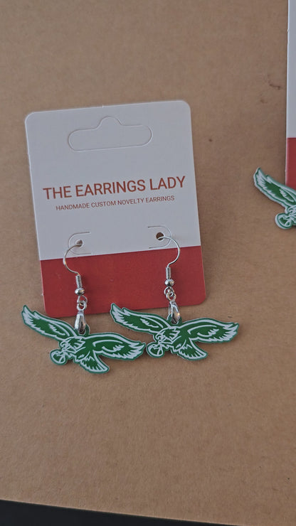 Philadelphia Eagles Retro Eagle Earrings Laser Cut Engraved For Game Day Tailgates And Everyday Pride