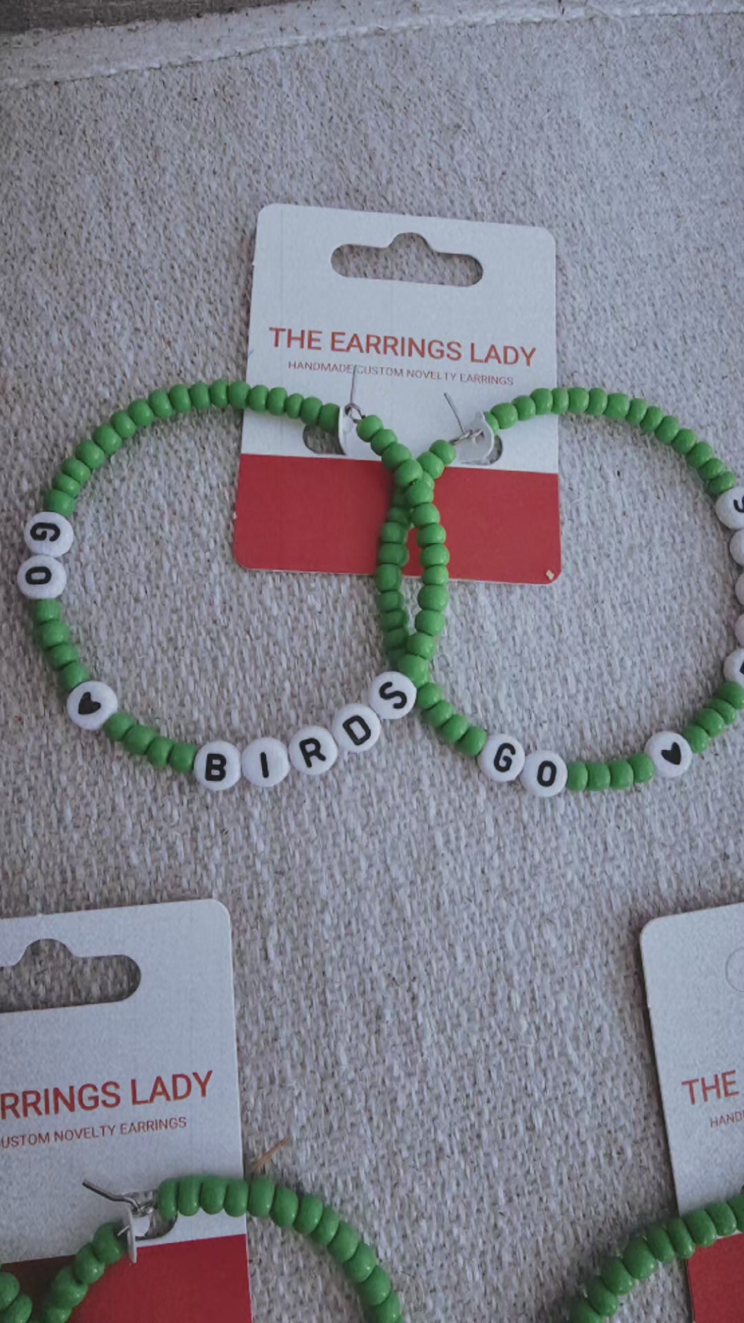 Handmade Philadelphia sports hoop jewelry.