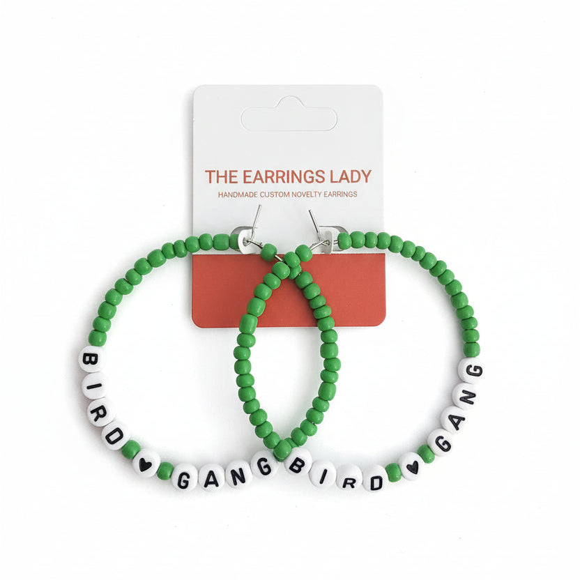 Philadelphia Eagles beaded hoop earrings 