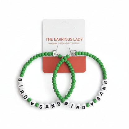 Philadelphia Eagles beaded hoop earrings 