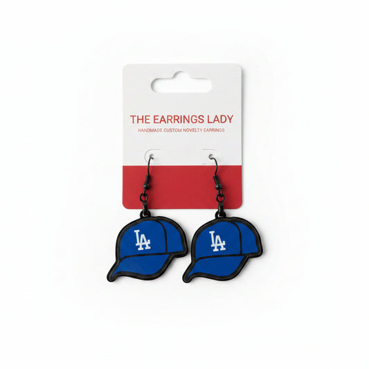LA Dodgers Baseball Hat Earrings