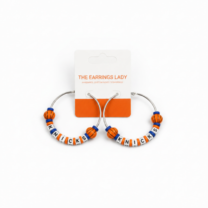 New York Knicks Box Bead Hoop Earrings
