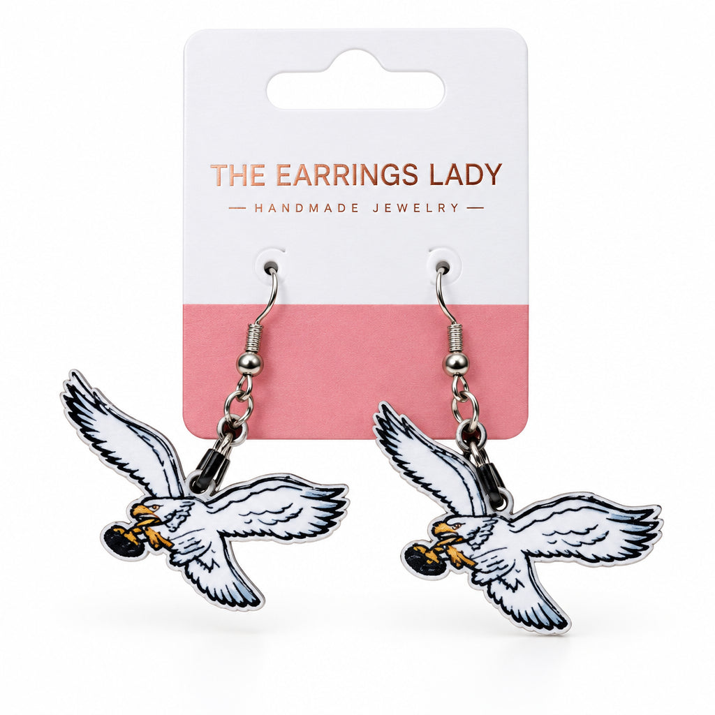 White Philadelphia Eagles Retro Eagle Earrings