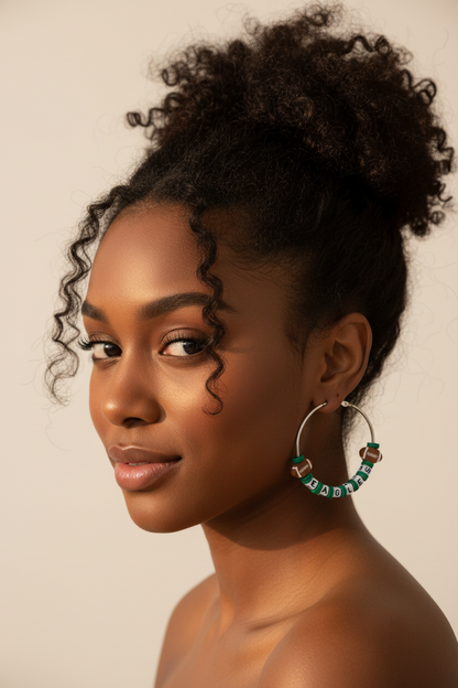 Philadelphia Eagles Box Bead Hoop Earrings