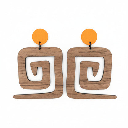 swirl wood earrings