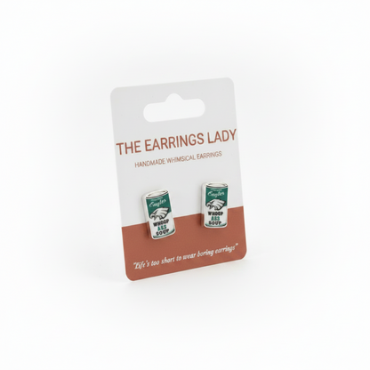 Can of Whoop @ss Stud Earrings
